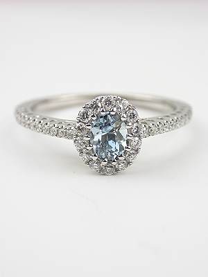 Antique Style Aquamarine Engagement Ring