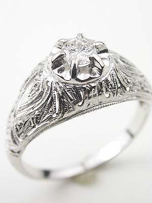 Antique Filigree Diamond Engagement Ring 