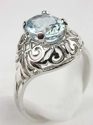 Aquamarine Filigree Engagement Ring by Topazery