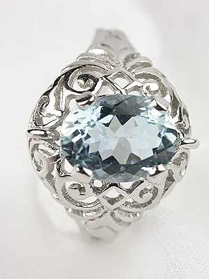 Aquamarine Filigree Engagement Ring by Topazery