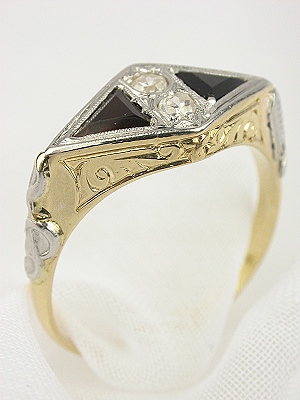 Victorian Jet and Diamond Engagement Ring