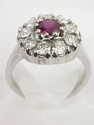 Ruby and Diamond Cluster Ring by Topazery