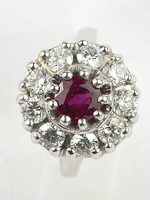 Ruby and Diamond Cluster Ring by Topazery