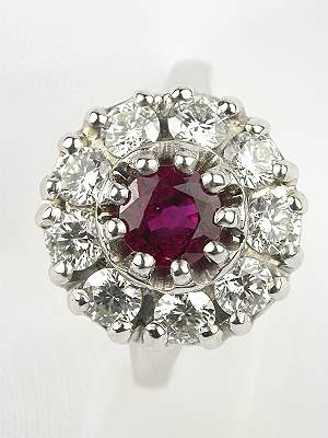Ruby and Diamond Cluster Ring by Topazery