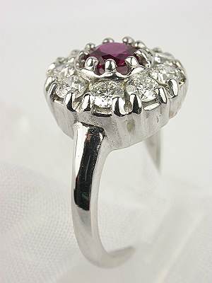 Ruby and Diamond Cluster Ring by Topazery