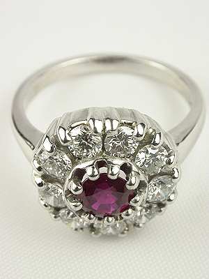 Ruby and Diamond Cluster Ring by Topazery