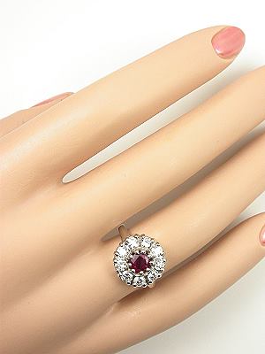 Ruby and Diamond Cluster Ring by Topazery