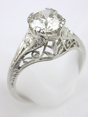 Edwardian Filigree Diamond Engagement Ring