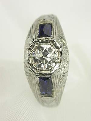 1920's Antique Engagement Ring with Wheat Design