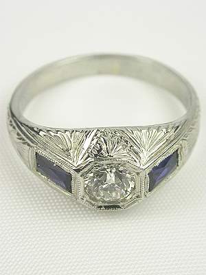 1920's Antique Engagement Ring with Wheat Design