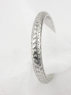 Wheat and Leaf Motif Wedding Ring