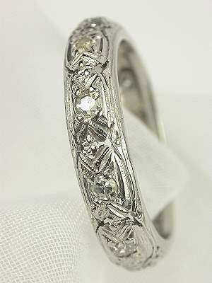 Pierced and Engraved Antique Platinum Wedding Ring