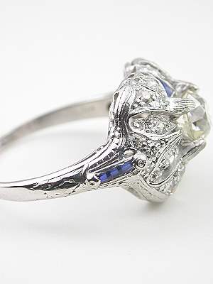 Art Deco Engagement Ring with Sapphires