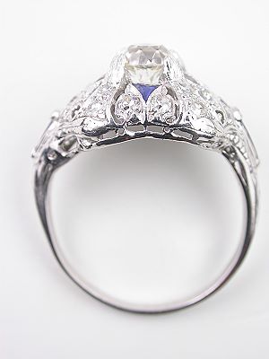 Art Deco Engagement Ring with Sapphires