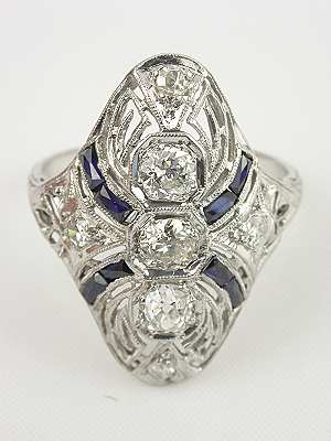 Art Deco Antique Platinum Dinner Ring