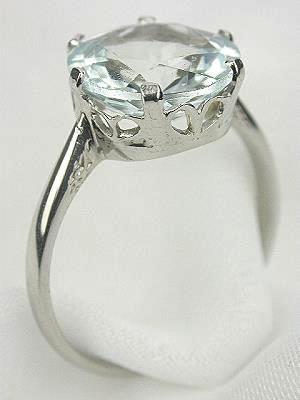 Antique Hand Wrought Aquamarine Engagement Ring