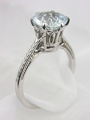 Art Deco Aquamarine Engagement Ring