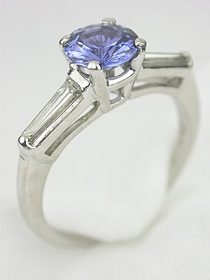Sapphire and Baguette Diamond Engagement Ring