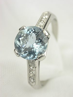 Classic  Aquamarine Antique Engagement Ring