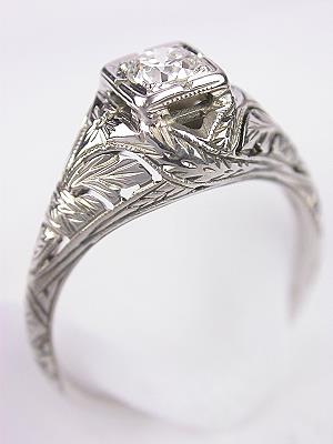 Pierced and Hand Engraved Antique Engagement RIng