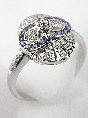 Antique Style Art Deco Sapphire Dinner Ring