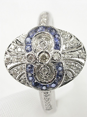 Antique Style Art Deco Sapphire Dinner Ring