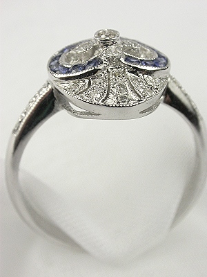 Antique Style Art Deco Sapphire Dinner Ring