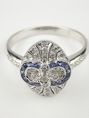 Antique Style Art Deco Sapphire Dinner Ring