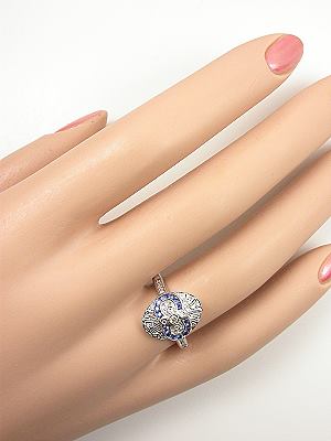 Antique Style Art Deco Sapphire Dinner Ring