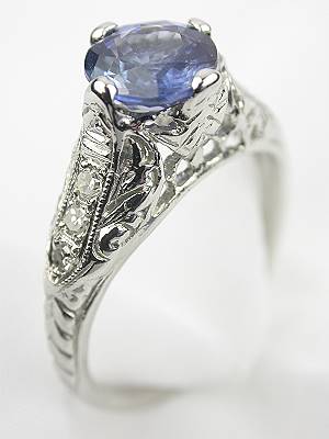 1930s Antique Sapphire Filigree Engagement Ring