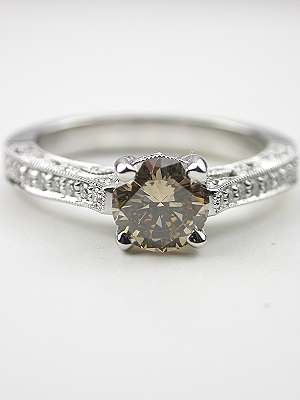 Fancy Colored Diamond Filigree Engagement Ring