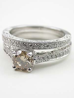 Fancy Colored Diamond Filigree Engagement Ring