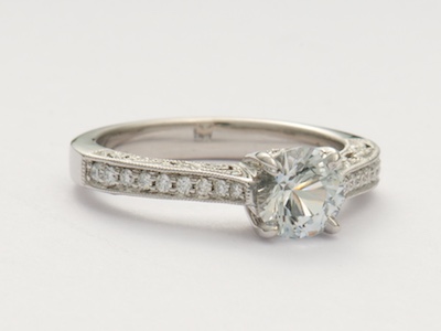 White Sapphire Vintage Style Engagement Ring