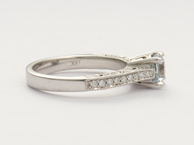 White Sapphire Vintage Style Engagement Ring