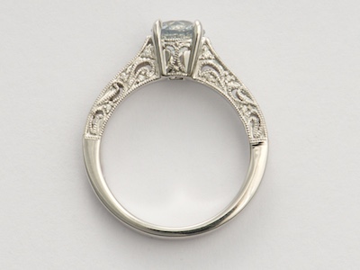 White Sapphire Vintage Style Engagement Ring