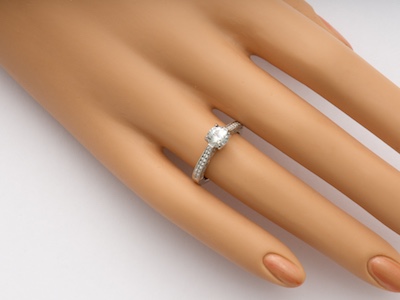 White Sapphire Vintage Style Engagement Ring