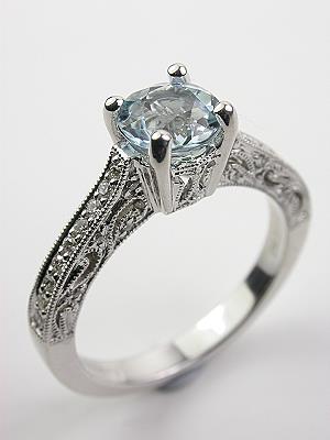 Antique Style Aquamarine Filigree Engagement Ring Rg 2567ay Antique Style Aquamarine Filigree Engagement Ring