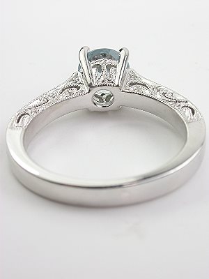 Antique Style Aquamarine Filigree Engagement Ring