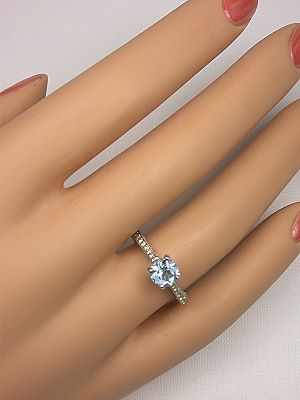 Antique Style Aquamarine Filigree Engagement Ring