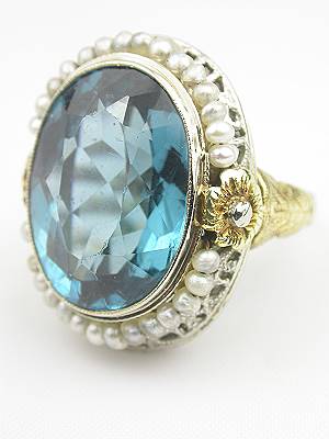 1935 Filigree and Floral Cocktail Ring