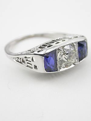 1920's Three Stone Antique Wedding Ring