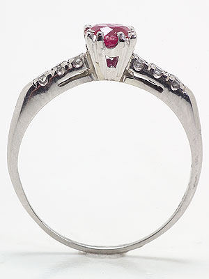 Antique Ruby Platinum Engagement Ring, Circa 1935