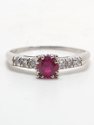 Antique Ruby Platinum Engagement Ring, Circa 1935