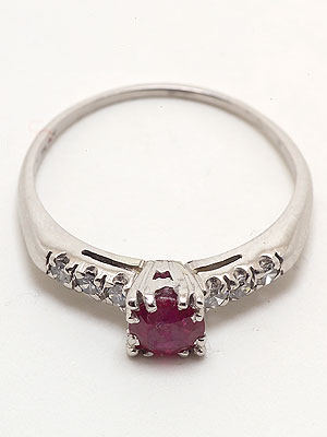 Antique Ruby Platinum Engagement Ring, Circa 1935