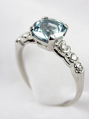 Classic Antique Aquamarine Engagement Ring