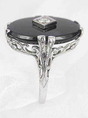 Filigree and Onyx Cocktail Ring