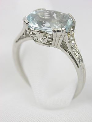 1920s Platinum Aquamarine Engagement Ring