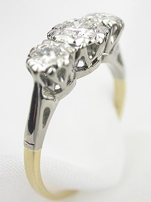 1930's 3 Stone Antique Diamond Engagement Ring