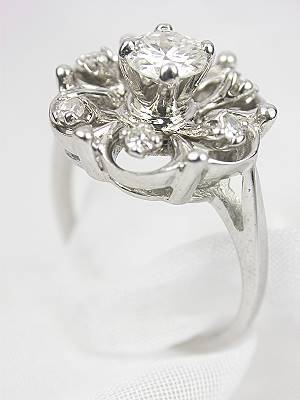 Diamond Cocktail Ring with Floral Design
