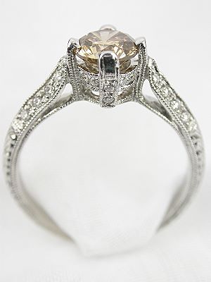 Champagne Diamond Antique Style Engagement Ring